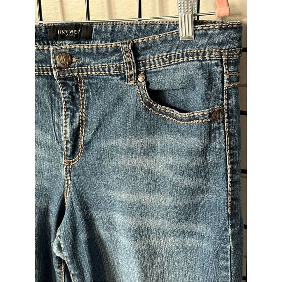 NINE WEST Jeans Womens Blue sz 16 Embellished Button Flap Pockets Contrast Stitc - Picture 5 of 16